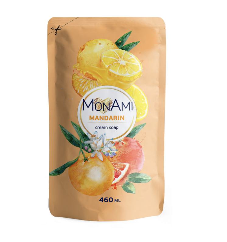 Крем-мило туалетне рідке Mandarin,MonAmi Дой-пак 460мл